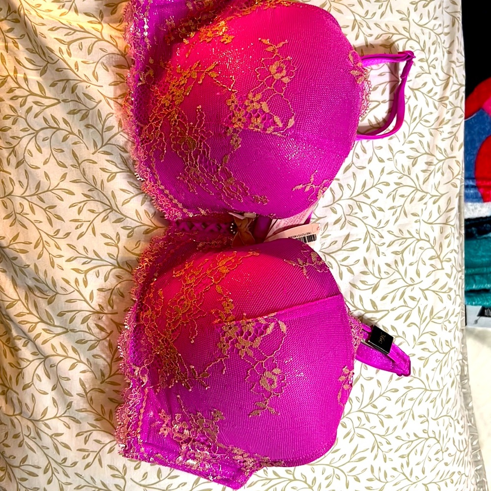 Pink lace bra
